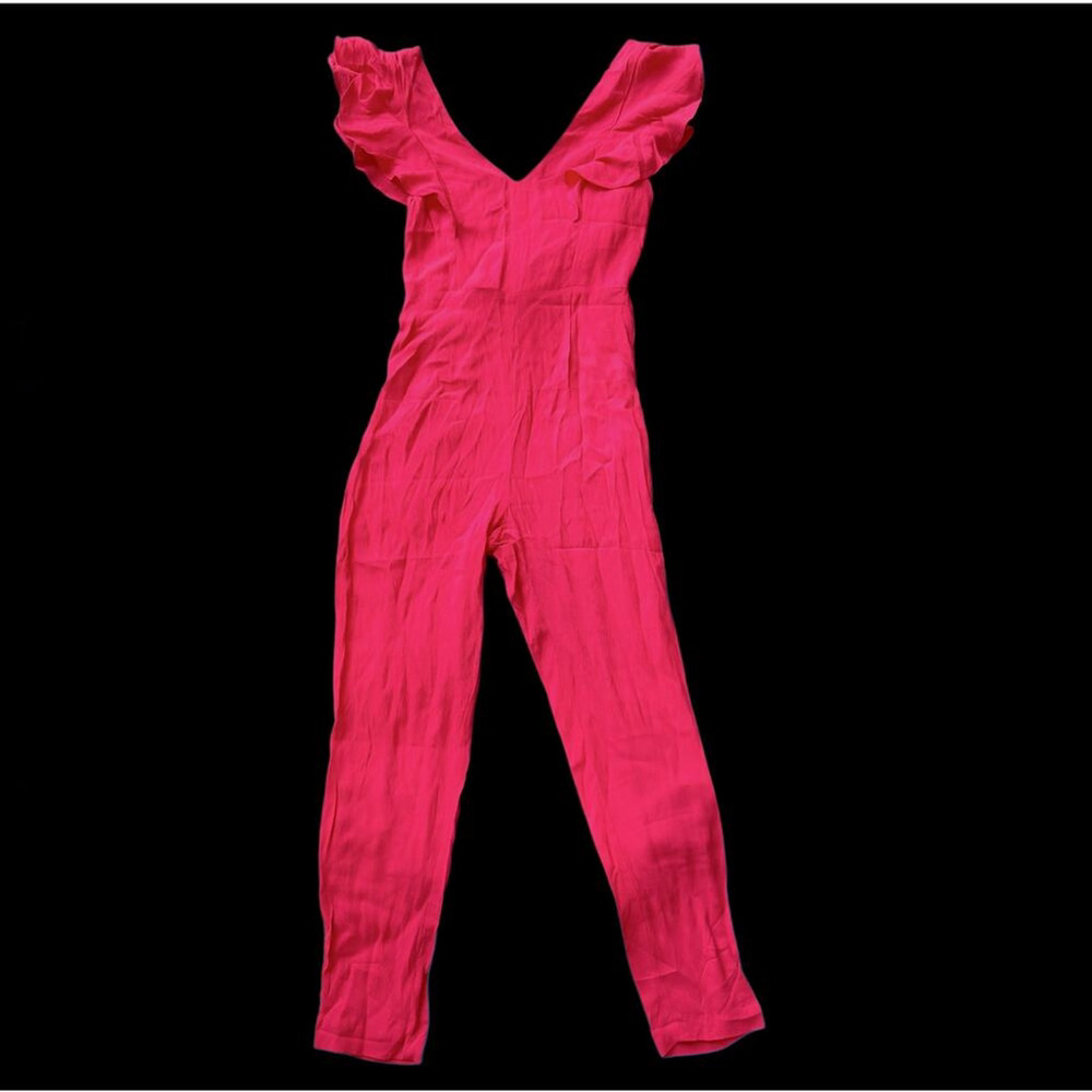 (NWOT) DO+BE Ruffle Sleeve V-Neck Jumpsuit | Small | Hot Pink